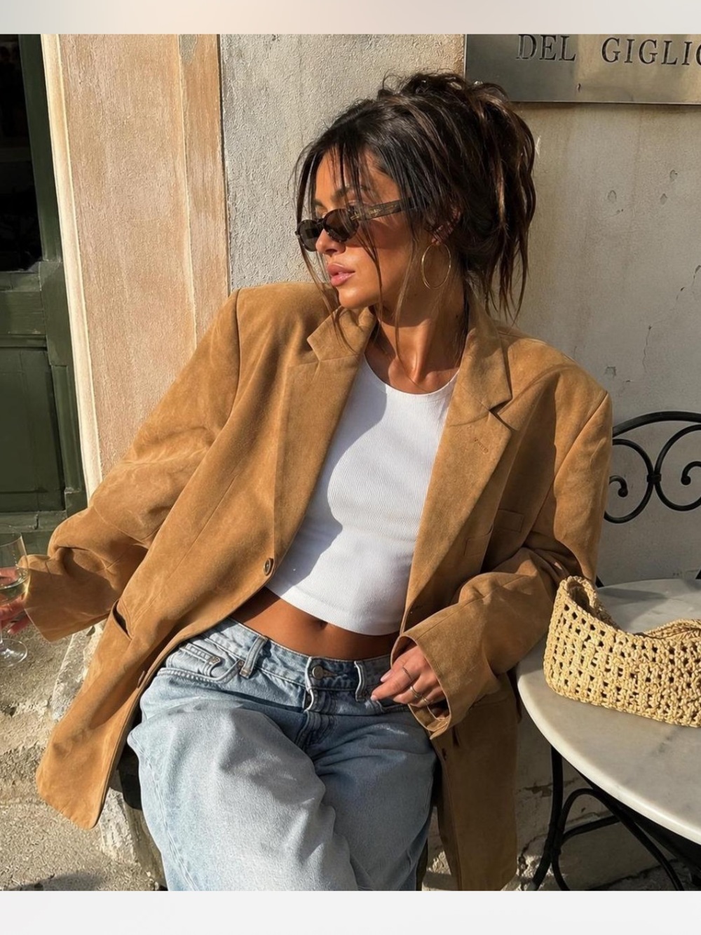 Vintage Camel Suede Oversized Blazer